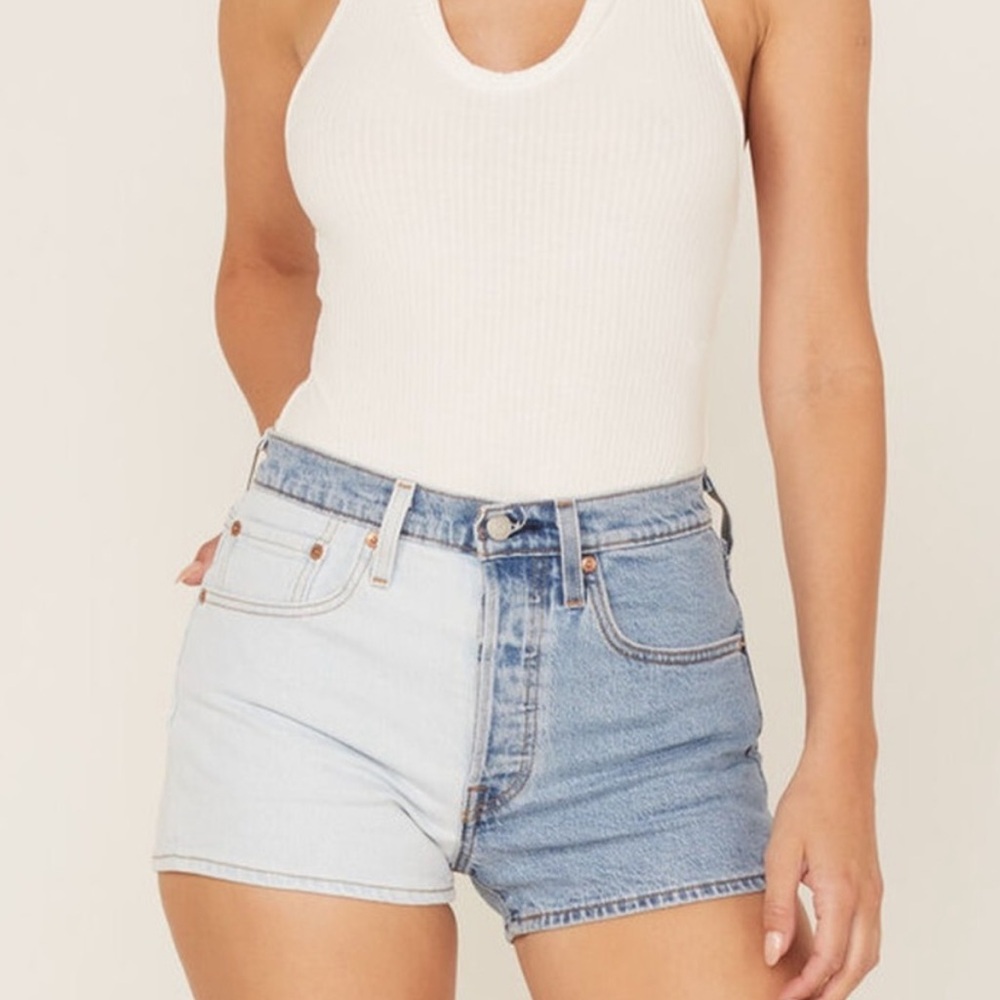 Levi's Two-Tone Blue Jean Shorts - Picture 8 of 10